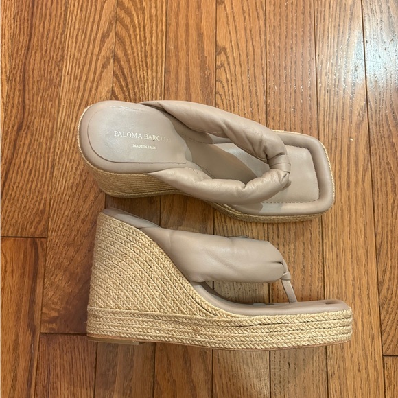 Paloma Barcelo Taupe Wedge Sandals - Picture 1 of 4